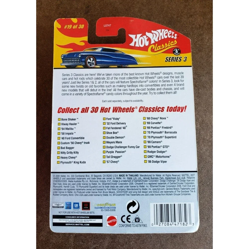 2007 Hot Wheels TAIL DRAGGER CLASSICS SERIES 3 19/30 1:64 Spectraflame BLUE VAR